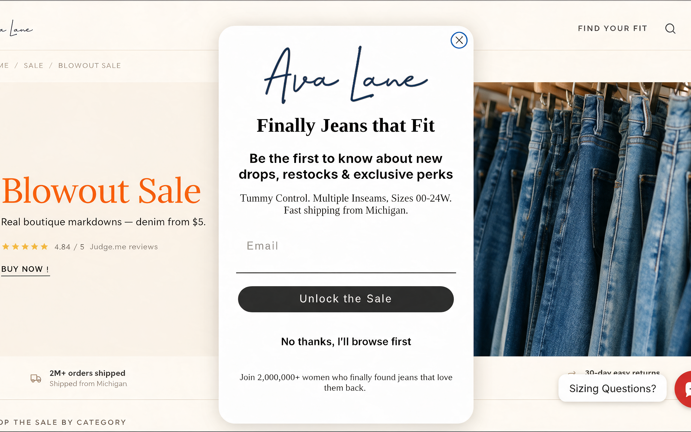 Visual preview for the live Ava Lane Boutique Blowout Sale landing page